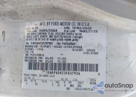 2003 Ford Mustang from USA, damaged, VIN 1FAFP40423F437926